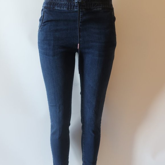 BEVY Blue Elastic Waist Dark Blue Skinny Jogger Jeans Sz 27* - Picture 4 of 9